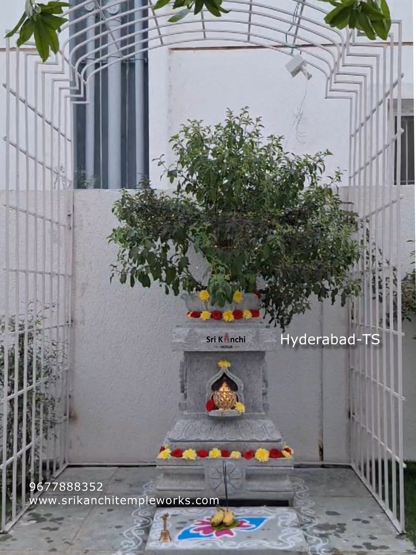 LOTUS top Tulasi maadam with Srinivasa Perumal Symbols