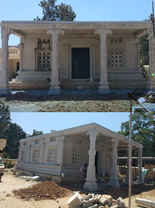 TEMPLE-Garbagraham 8'X8-Arthamandpam + Maha Madapam 4 Pillars + Portico 4 Pillars