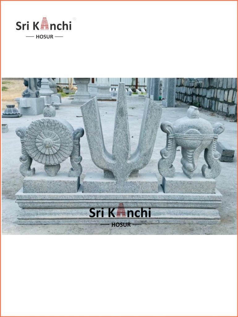 Tirupati Balaji Sangu Chakram Namam -1-3 Namam-1-6 Peedam-0-6 / White Stone Stone Panel